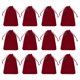 thumbnail image 1 of Bolsas de regalo de terciopelo Uxcell 12 piezas 4 x 6" Bolsas de joyería con cordón para bodas y fiestas, burdeos, 1 of 7