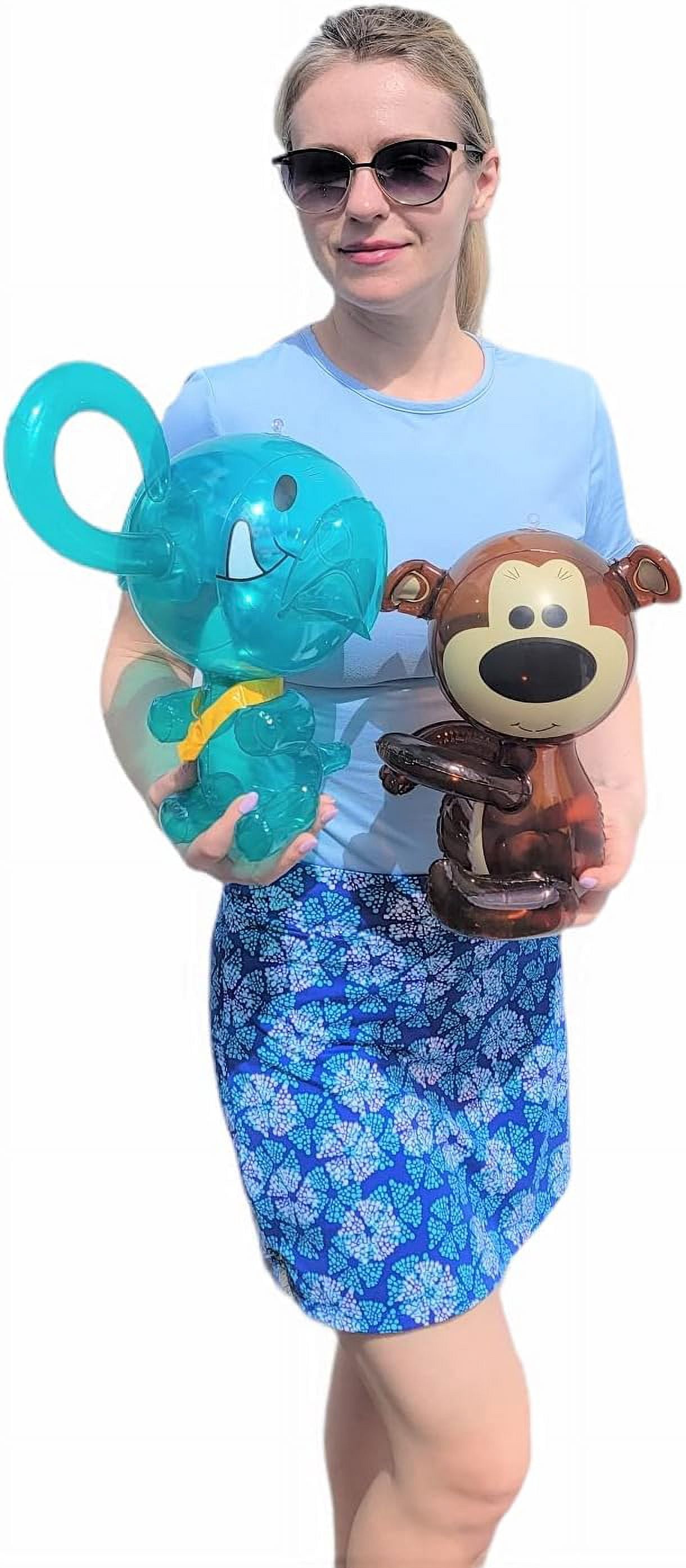 Hug Me Inflatable Safari Wild Zoo Animals. (12 Pack) Hugging Arms Elephant, Tiger, Monkey, Rabbit, Bunny, Teddy Bear. Jungle Party Decor