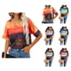 thumbnail image 4 of Camiseta de manga corta para mujer, informal, holgada, con estampado a rayas, cuello redondo, ligera y transpirable, 4 of 5