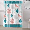 thumbnail image 5 of Fabric Shower Curtain, Turquoise and Red Starfish Seashell Jellyfish Coral Bathroom Curtain with 12 Hooks Waterproof No Bad Odor Machine Washable Bath Curtains for Bathroom, Spa Room, 72"x78", 5 of 6