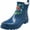 Blue Floral, variant on Norty Women’s Ankle High Rain Boots – Waterproof 6 inch Rubber Winter Spring and Garden Boots - runs a 1/2 size large