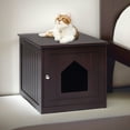 thumbnail image 2 of Pefilos 20" Cat House Covered for Indoor, Hidden Crate Litter Box Enclosure, Hooded Cats Furniture Cabinet Kitty Washroom, Brown, 2 of 9