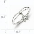thumbnail image 2 of Sterling Silver Rhodium Plated Diamond Star Dangle Ring (Size 6) Made In India qr5727-6, 2 of 2