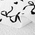thumbnail image 5 of Manfei Black Bows Love Hearts White Print Bed Spread Queen for Women, Elegant Ribbon Bows Queen Coverlet Set, 5 of 7