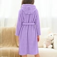 thumbnail image 7 of Girls Fleece Robe with Pockets Bear Ear Hooded Flannel Bathrobe Kids Belted Soft Plush Fuzzy Pajamas Sleepwear (14 Years, Purple), 7 of 7
