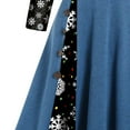 thumbnail image 4 of Lilgiuy Women Autumn Christmas Printing Causal Off-The-Shoulder Button Long Sleeve Vacation Dress Blue 2022 Fall Winter, 4 of 4