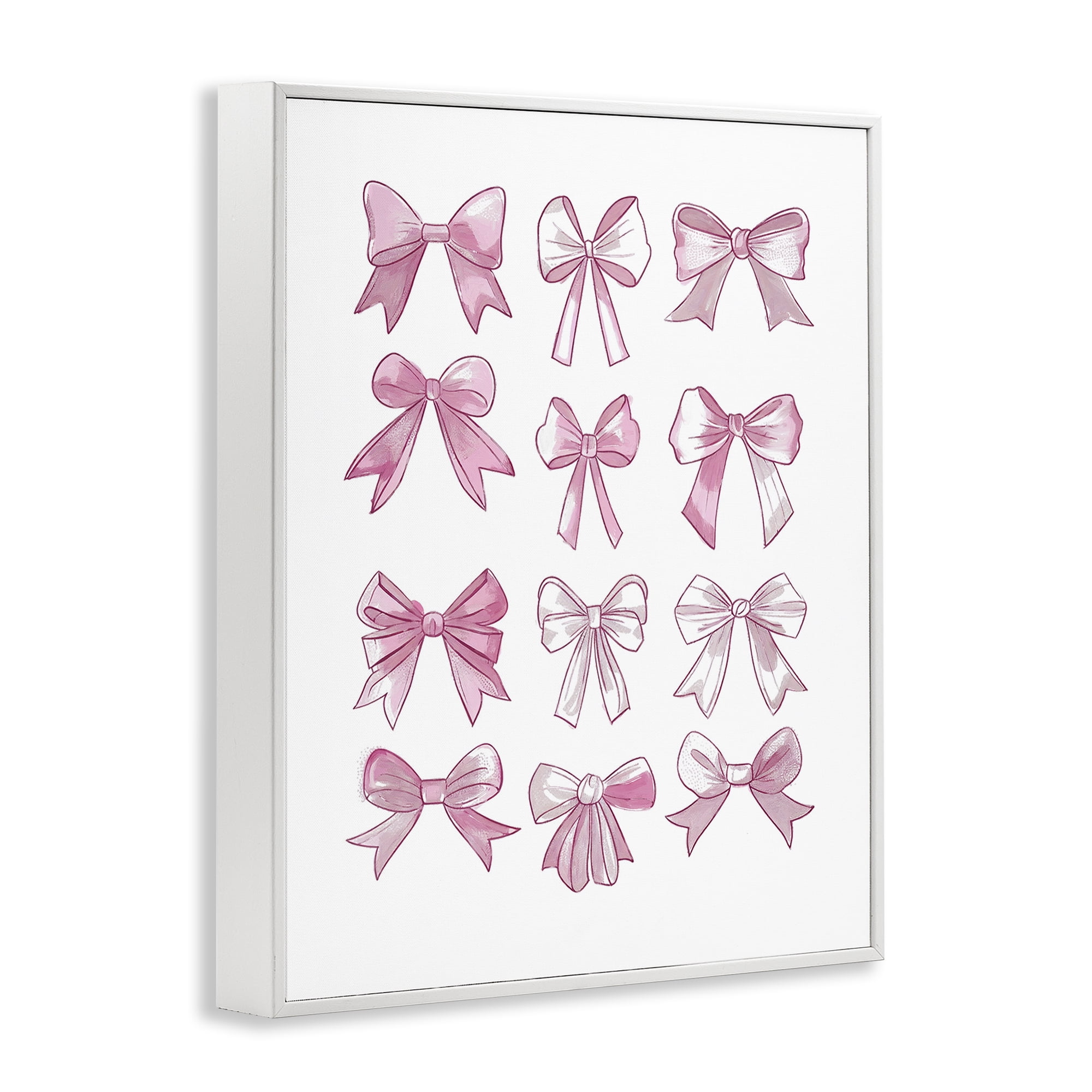 Stupell Industries Fabulous Bows Pattern Beauty & Fashion Painting White Framed Art Print Wall Art, 11 x 14