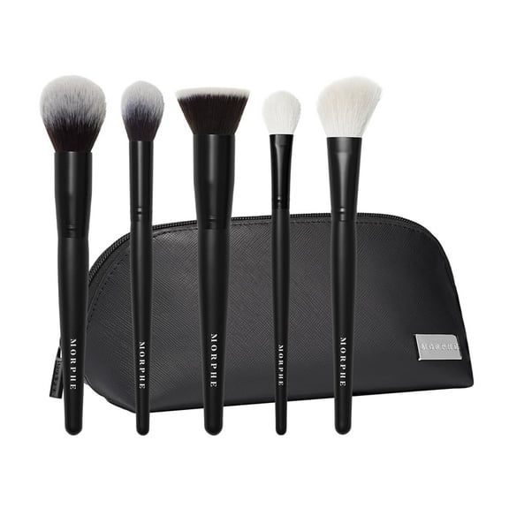 Makeup Brushes - 5 Piece Makeup Brush Set with Foundation, Blush, Contour & Blending Brushes - Made with Synthetic Bristles & Includes Makeup Brush Case (5 Count)