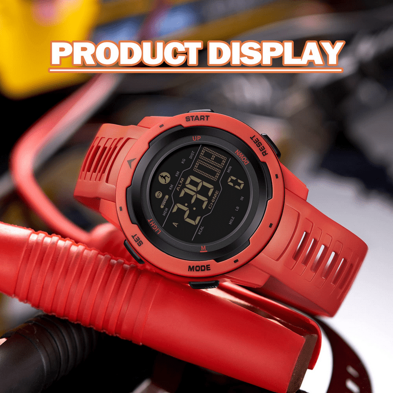 findtime Digital Watches for Men Pedometer Step Calorie Counter Watch 5ATM Waterproof Sport Military Tactical Watch Stopwatch Countdown Alarm Sports Distance Record Walmart