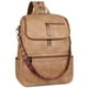 thumbnail image 1 of Mochila para portátil FADEON Leather Travel 15.6 pulgadas para mujer, color camel, 1 of 9