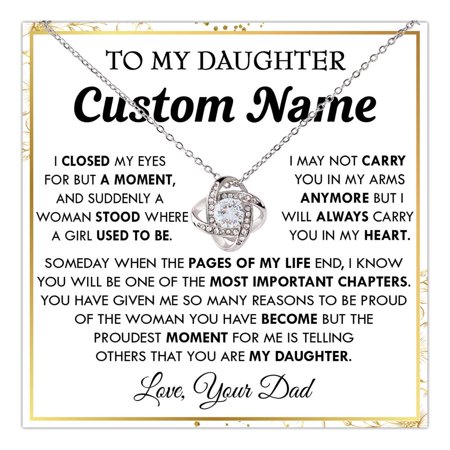 To My Daughter Necklace From Dad, Father Daughter Necklace Name, Daughters From Dad, Daughters Pendant Necklace, Birthday Her Teen Women #1041, White Love Knot Necklace