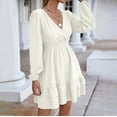 thumbnail image 5 of outfmvch white dress short sleeve v neck mini dress chiffon dot flowy short dress womens dresses fall dresses, 5 of 9
