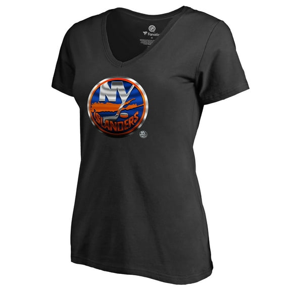 Women's Black New York Islanders Midnight Mascot V-Neck T-Shirt