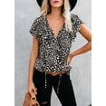 thumbnail image 5 of EVALESS Woman Boho Top Floral Print V Neck Blouse Casual Ruffle Short Sleeve Drawstring Tunic Shirt Black XXL, 5 of 8