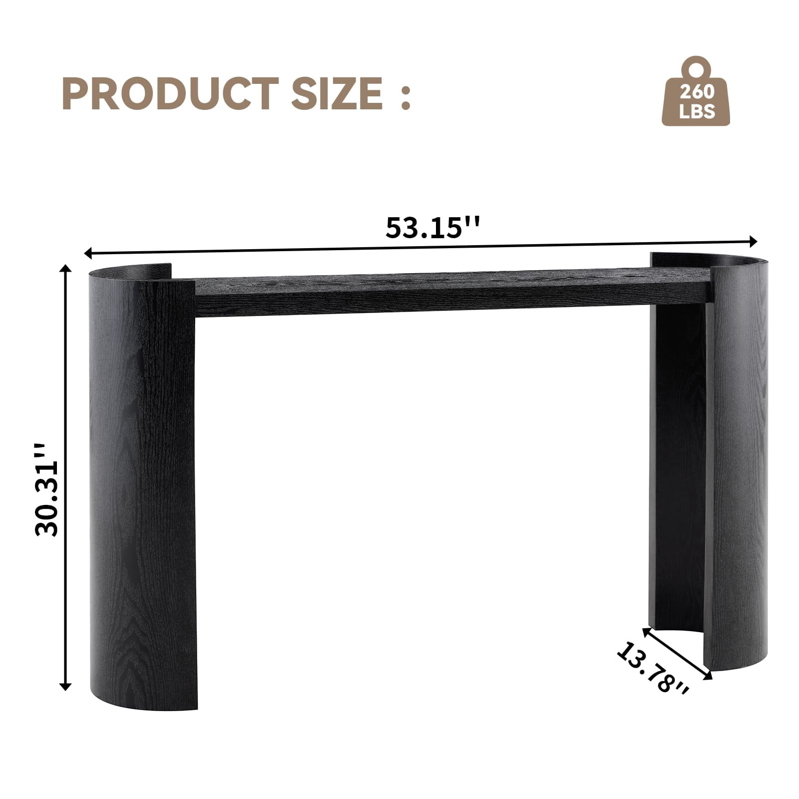 LKTART 53" Black Console Table for Entryway,Couch Tables Behind Sofa, Space-SavingWooden Entry Foyer Hallway Table, ModernConsole Sofa Tables for Hallway Organization