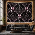 thumbnail image 5 of Pink Bows and Spiderwebs on Black Background, Whimsical Gothic for Coquette Decor Fans, Halloween Wall Decor, Halloween Gift, Tapestry Wall Hanging for Bedroom and Dorm, 5 of 6