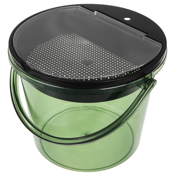 Portable Tea Dregs Drainage Bucket with Lid Handheld Compost Bin for Kitchen Small Countertop Trash Can for Tea Grounds Light Green