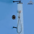 thumbnail image 5 of Boyel Living 9.5" Wall-Mounted Rain Shower Faucet Pressure Balanced Valve Shower Faucet Set with Tub Spout锛孧atte Black, 5 of 9