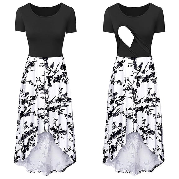 Vedolay Maternity Dresses Women's Swiss Dot Maternity Dress V Neck Summer Spaghetti Strap Chiffon Dress High Low Flowy Dresses,White XL