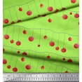 thumbnail image 2 of Soimoi Green Rayon Fabric Cherries Fruits Print Sewing Fabric Yard 42 Inch Wide, 2 of 3