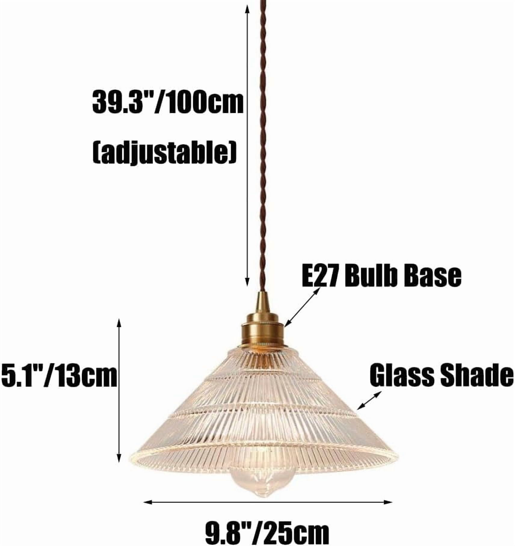 Japanese Style Clear Glass Pendant Light for Kitchen Sink, Modern Farmhouse Pendant Lamp, Retro Rustic American Pendant Lighting, Simple Pendant Light Fixture for Over Table Dining Room