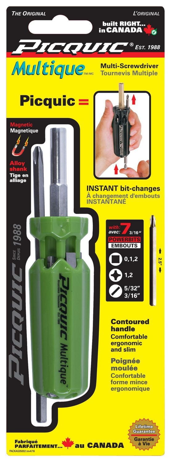 Picquic Multique multiple-bit screwdriver with 7 slim bits