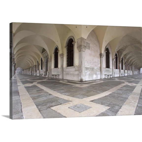 Great BIG Canvas | "Italy, Venice. View down two walkways from corner of the Doge's Palace" Canvas Wall Art - 36x24