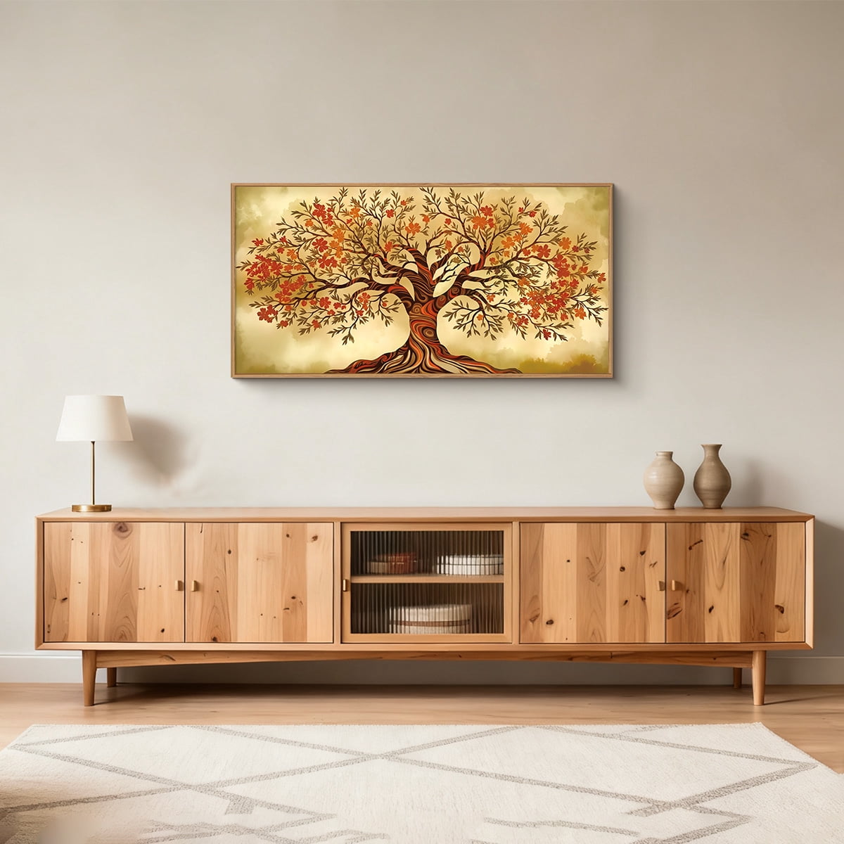 TOARTi Tree of Life Framed Canvas Wall Art Elegant Vintage Big Tree Painting Nature-Inspired Wall Decor for Living Room Bedroom Office 20x40 Inch