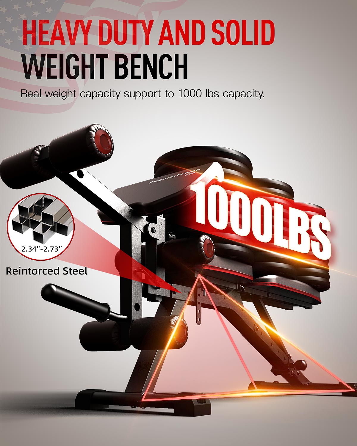 HARISON Weight Bench - Adjustable Workout Bench for Home Gym with Leg Extension and Preacher Pad, Heavy Duty Flat Incline Decline Sit Up Bench, 1000LBS Capacity Exercise Bench `