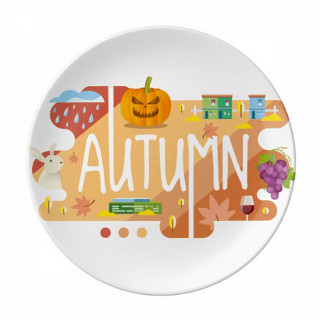 

Autumn Season Illustration Plate Decorative Porcelain Salver Tableware Dinner Dish