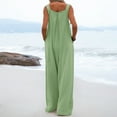 thumbnail image 6 of Summer Women's Baggy Wide Leg Overall Jumpsuit One Piece Button Suspender Bib Halter Romper Pants with Pocket, 6 of 7