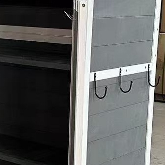Outdoor Storage Cabinet, Wood Garden Shed with Waterproof Roof and Sturdy Lockable Doors, Outside Tool Shed, Grey