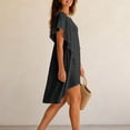 thumbnail image 4 of Ayolanni Crew Neck Dresses for Women 2026 Mesh Solid Above Knee Short Flutter Sleeve Midi Shift Dress Beach Holiday Flowy Sundress Black M, 4 of 5