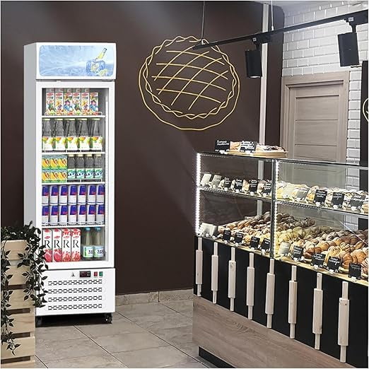 Kojooin Commercial Merchandiser Refrigerator,Beverage Refrigerator Cooler,Glass Door Display Refrigerator Upright Fridge,White