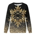 thumbnail image 4 of miqiqism Fashion Printed Sweatshirts for Women Casual Snowflake Sparkling Print Sweatshirt Juniors Comfy Long Sleeves Round Neck Blouses Trendy Loose Tunic Tops,Yellow,X-Large, 4 of 4