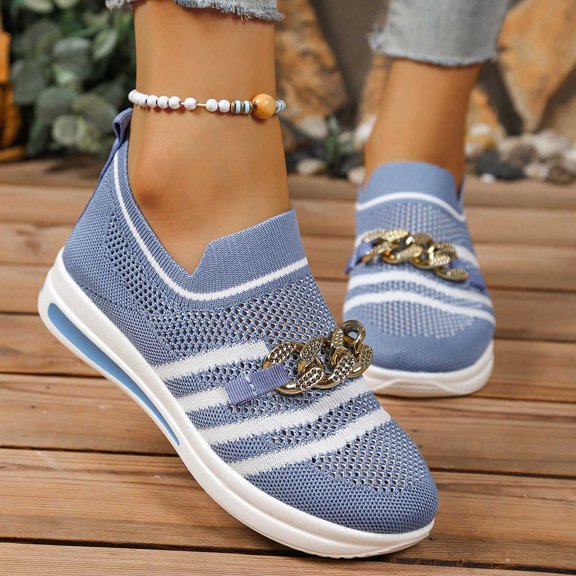 DIVVce Womens Sneakers Breathable Knit Slip On Comfortable Lightweight Air Cushion Casual Walking Shoes For Daily Use