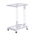 thumbnail image 4 of Chrome Glass End Table with C-Shape Metal Base, Mobile Acrylic Side Table on Lockable Casters for Living Room, Bedroom, Office, 4 of 10