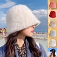 thumbnail image 2 of Chapeau Bob Duveteux Anti-Froid Léger Couleur Unie Casquette de Pêcheur pour Femmes, 2 of 10