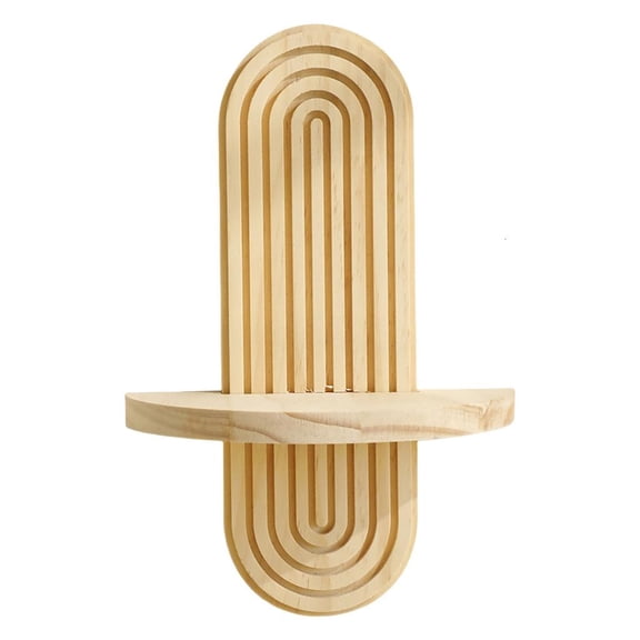 Necvior Stylish Wooden Wall Mount Arched Shelf Home Storage Display Rack Hanging Holder