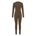 thumbnail image 4 of Georges Combinaison d'Été pour Femmes Grande Taille Mode Femmes Décontractée Col Rond Uni Chemise à Manches Longues Combinaison Courte, 4 of 8