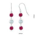 thumbnail image 2 of Gem Stone King 925 Sterling Silver Red Ruby and Sky Blue Aquamarine 3 Stone French Wire Dangle Earrings for Women (3.14 Cttw, Gemstone July Birthstone, Round 5MM), 2 of 2