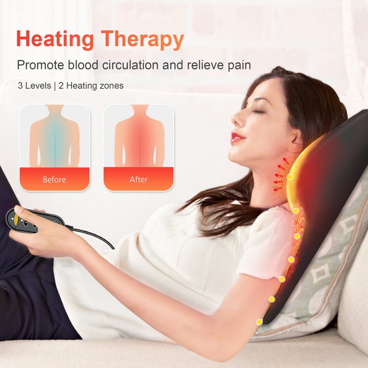 Comfier Back Massager with Heat, Shiatsu Neck and Shoulder Massager Pillow  for Pain Relief, 3D Kneading Massagers for Back and Neck Gifts