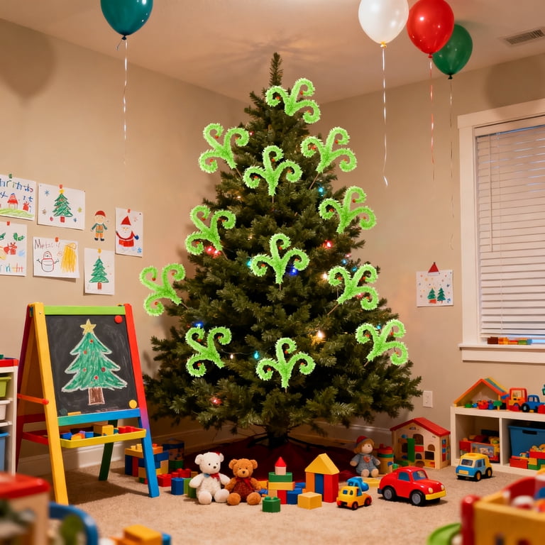 12-Pack Christmas Tree Picks – 16 Inch Glitter Spiral Stems In Red & Green For Holiday Decor