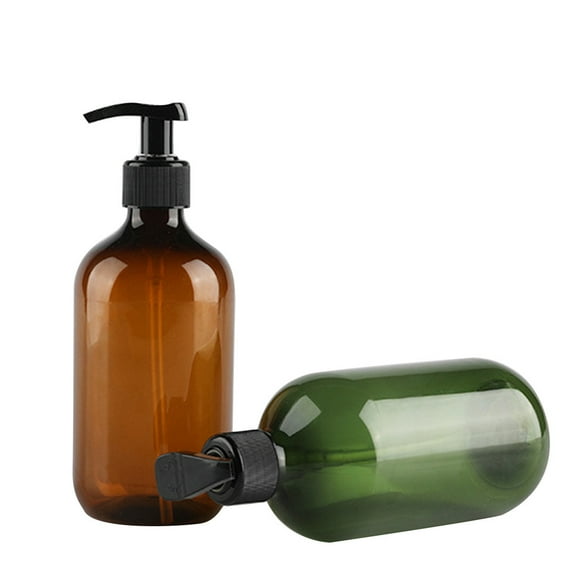 Under 10 Bathroom Products 4PCS Transparent PET Plastic Bottles with Black Screw Caps, Recyclable 300 ML