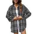 thumbnail image 2 of Hessimy Womens Flannel Plaid Shirts Oversized Lightweight Plaid Button Down Shirt Blouse Tops(Black,M), 2 of 8