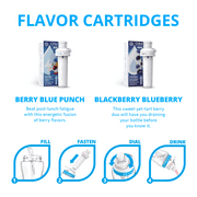 Cirkul 32oz Chameleon Stainless Steel Starter Kit with Chameleon Cirkul Lid 2.0 and 2 Flavor Cartridges (Blackberry Blueberry & Berry Blue Punch)