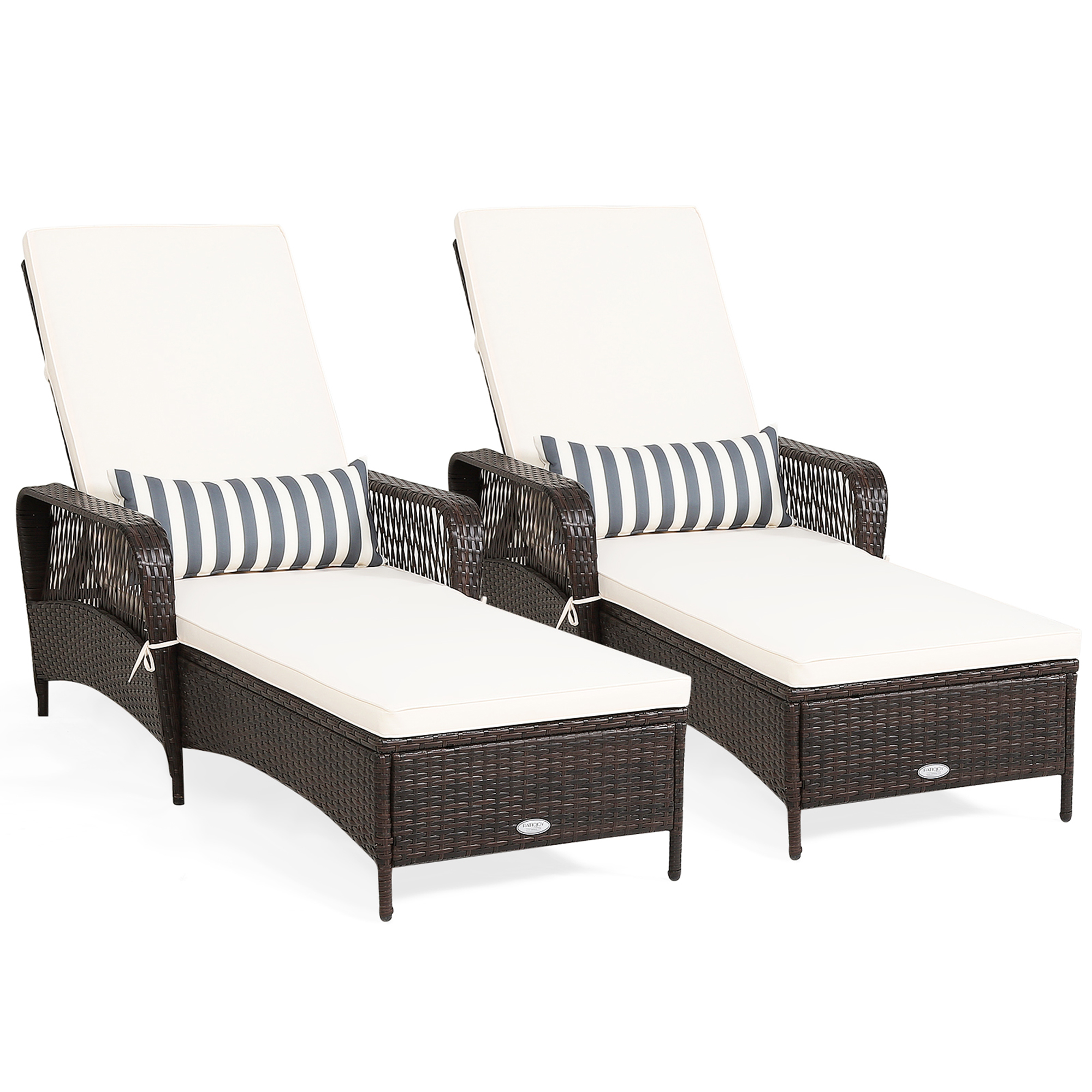 Gymax Set of 2 Rattan Patio Lounge Chair Chaise w/ Adjustable Backrest Cushion & Pillow - image 3 of 10
