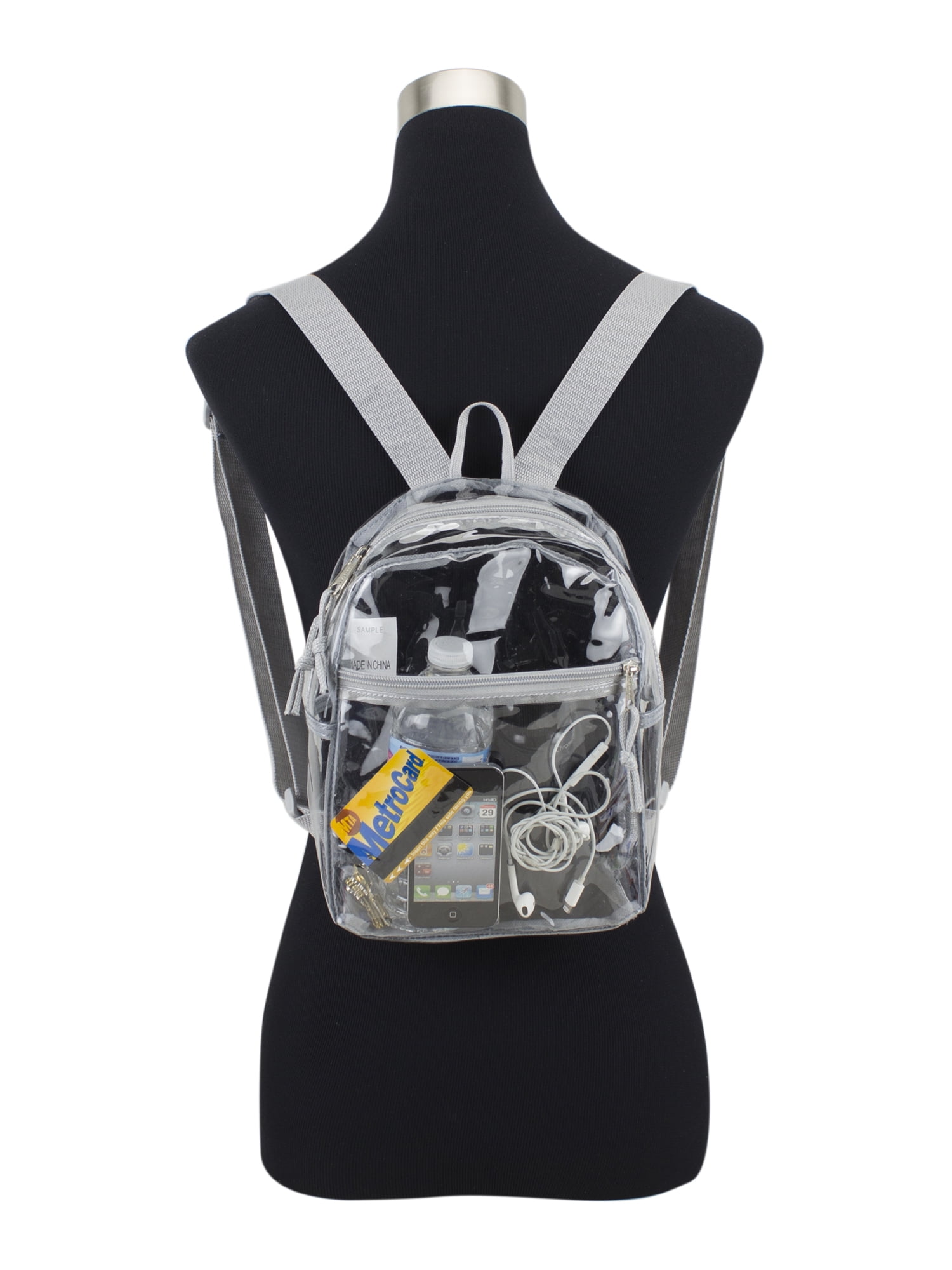 Eastsport Unisex Clear Mini Backpack, Soft Silver
