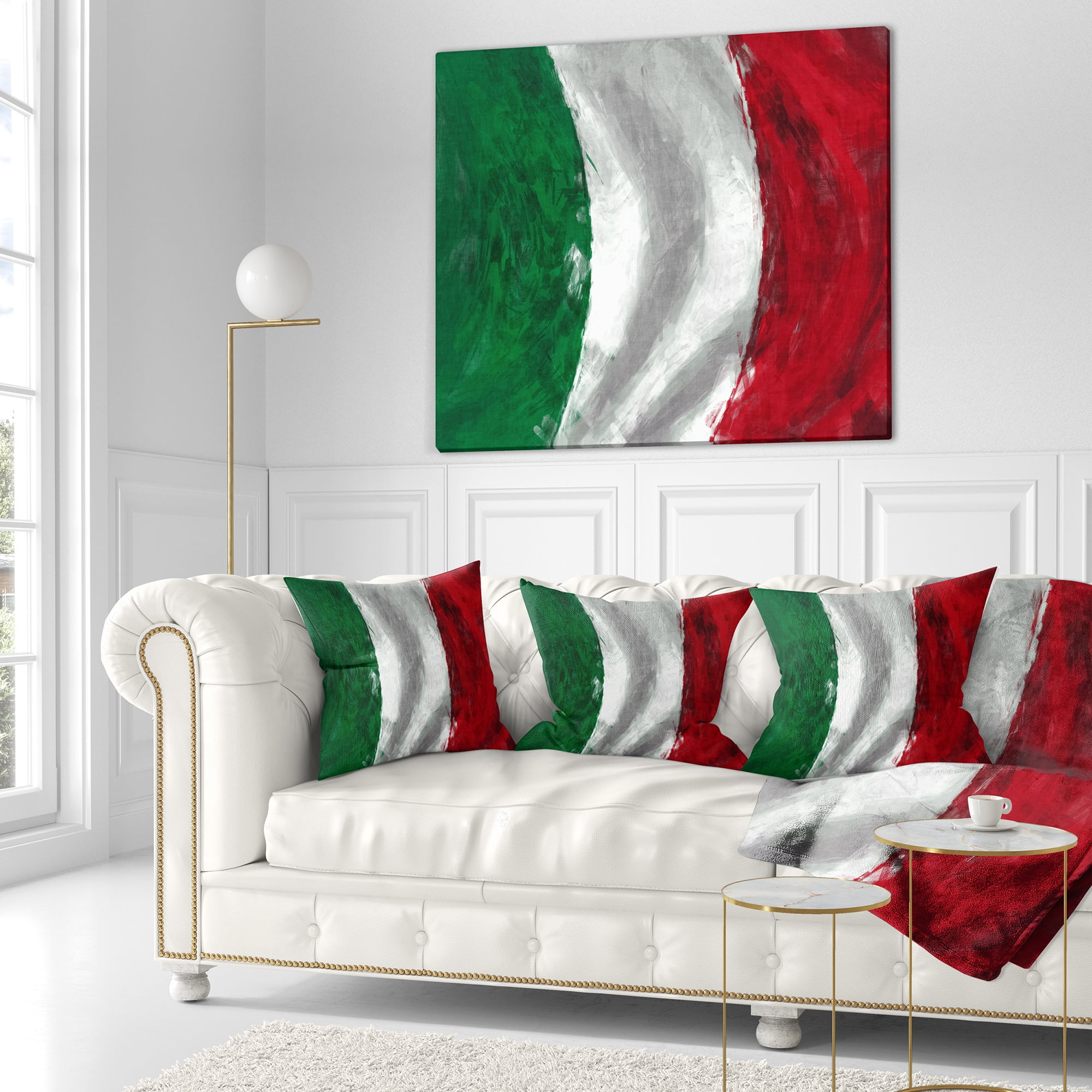 Designart Italy Flag - Contemporary Throw Pillow - 18x18