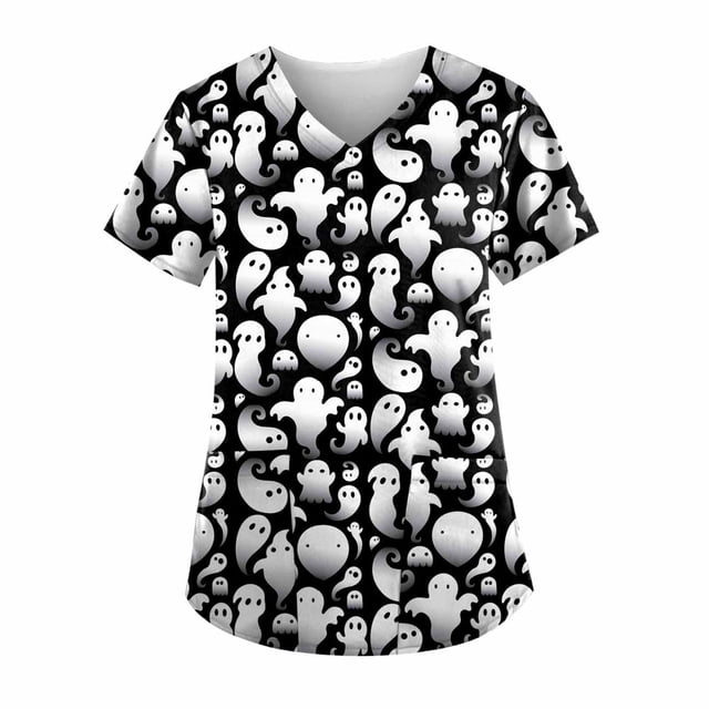 Chemisier à Col en V à Manches Courtes pour Femmes Scrub Top